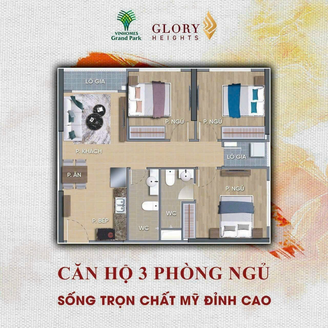CĂn 3PN Glory Heights